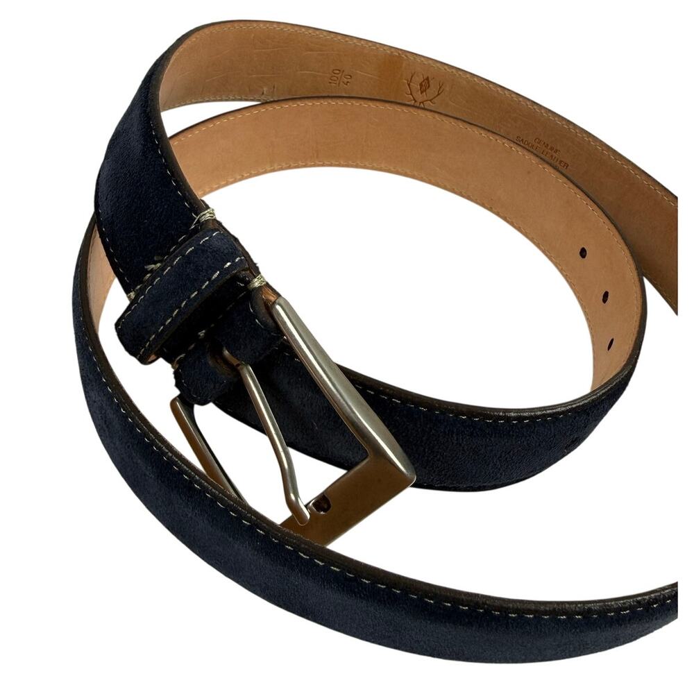 Martin Dingman Men's Navy Blue Suede Leather Belt, Size 40